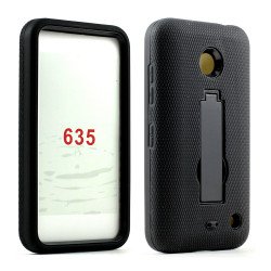 Nokia Lumia 635 Armor Hybrid Stand Case (Black Black)